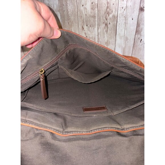 Men's Fossil Brown Leather Satchel Messenger Computer Laptop Bag Buckle Closure - Picture 13 of 16